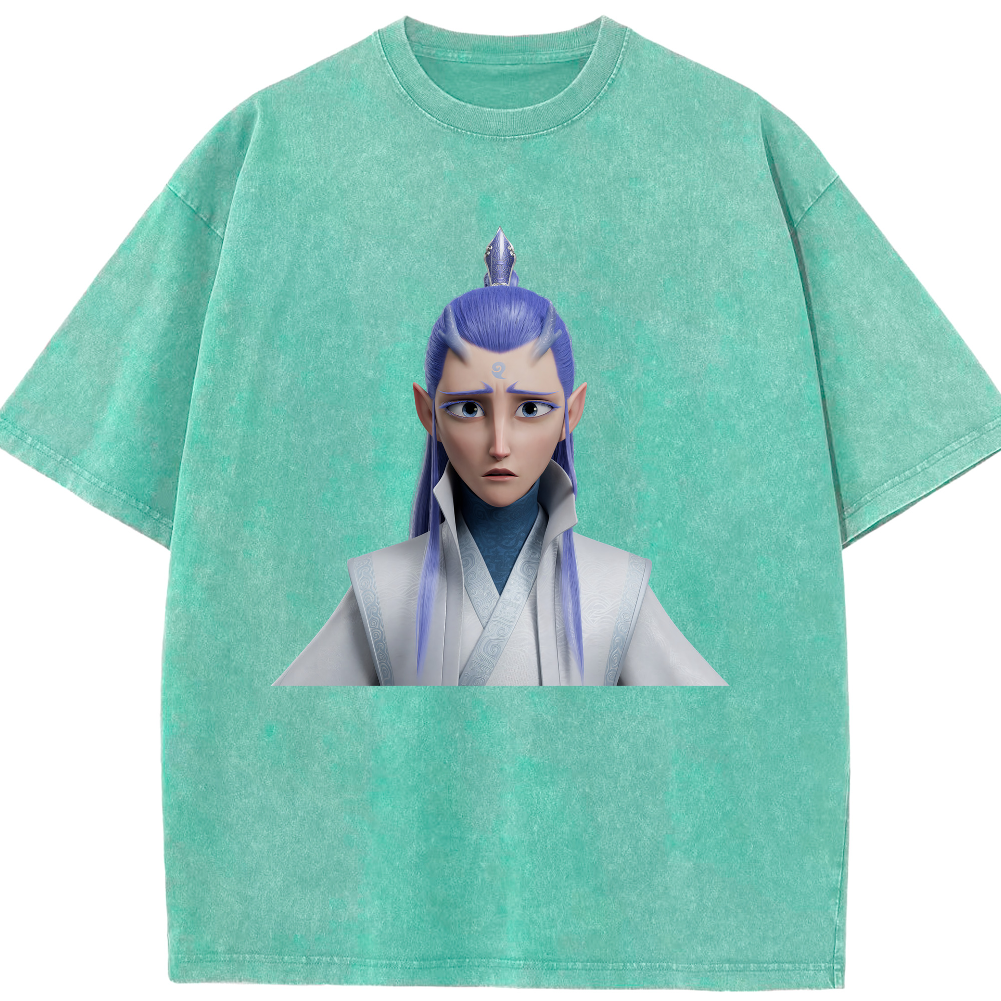 （画像用） Ne Zha 2 ナタ 魔童の大暴れ 綿100% ヴィンテージ風 半袖Tシャツ（フロントプリント）